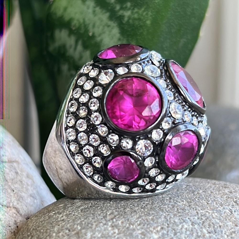 Henri Bendel Pink and Silver Statement Ring